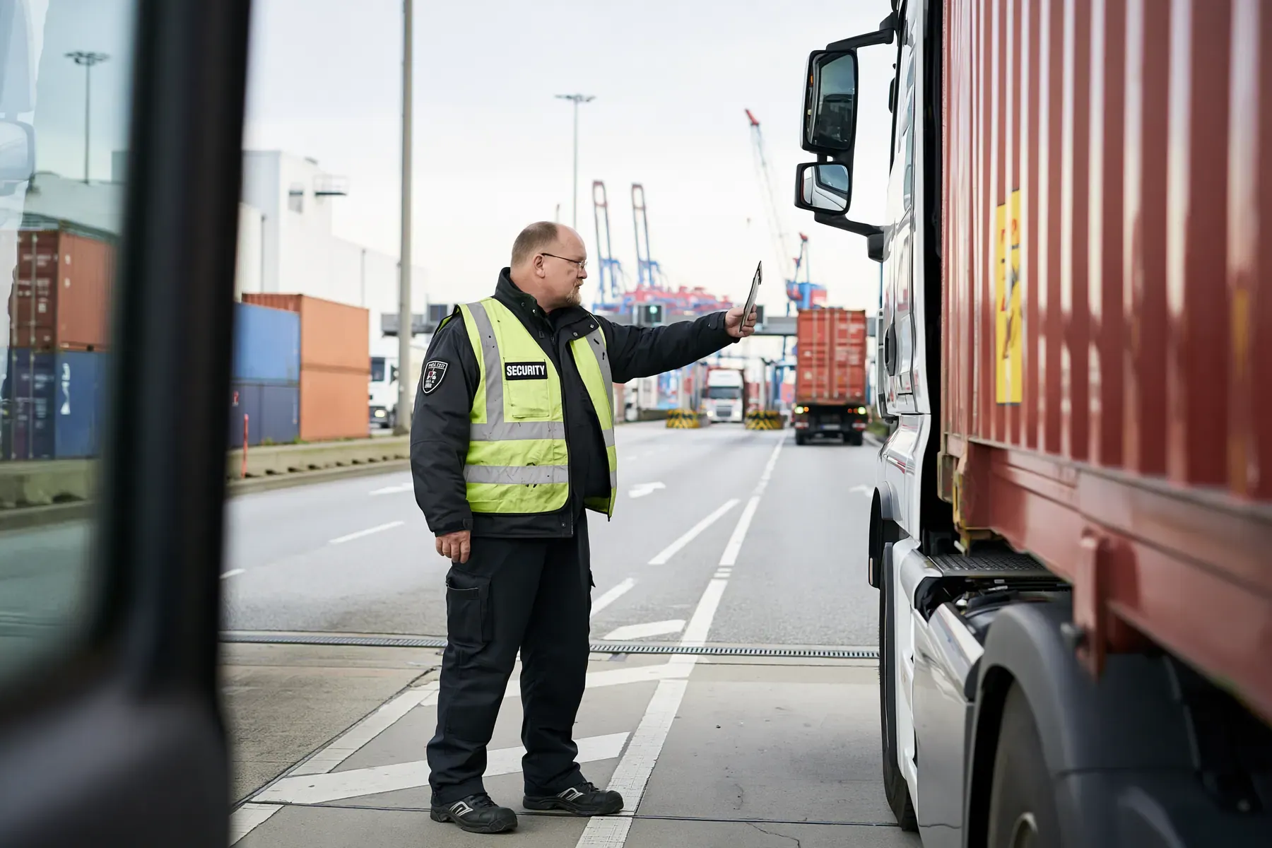 Sichtkontrolle an einem Lastwagen